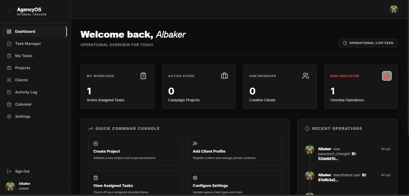 Screenshot of AgencyOS